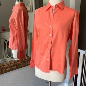 Ann Taylor Button Down Fitted Salmon Shirt